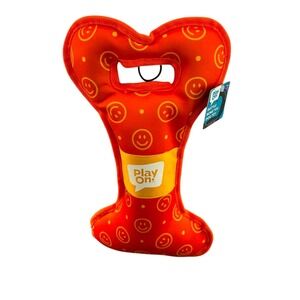 Play On Bottle Bone‎ Tug Dog Toy Large Orange Smiley Face Water Bottle Sleeve